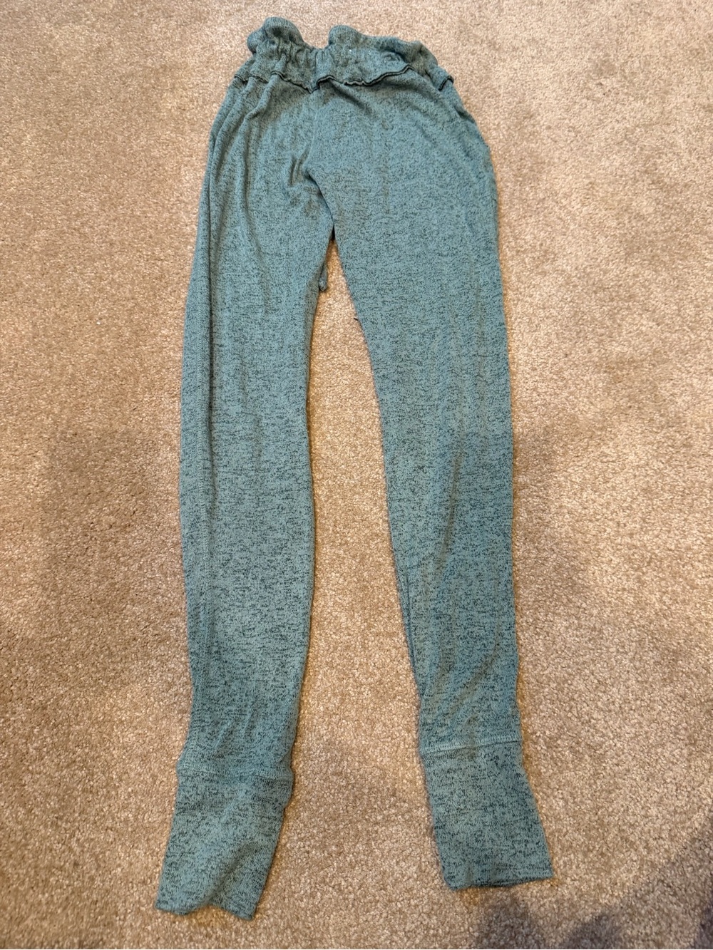 Soft Ribbed Lounge Cozy Slim Jogger Leggings - Teal Green - Size XS - Picture 6 of 6